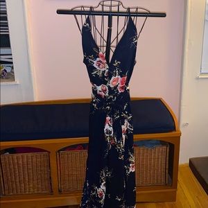 Navy floral jumpsuit